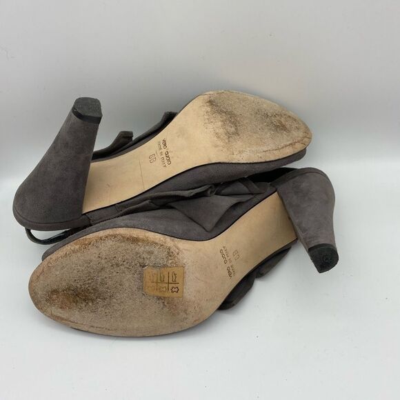 Tibi Grey Suede Ruffle Slingback Peep Toe Bootie 6B - Picture 8 of 10